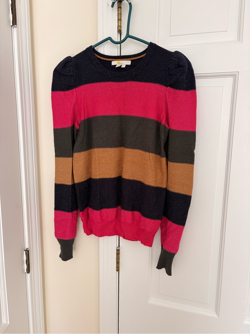 Boden Striped Puff-Sleeve Sweater